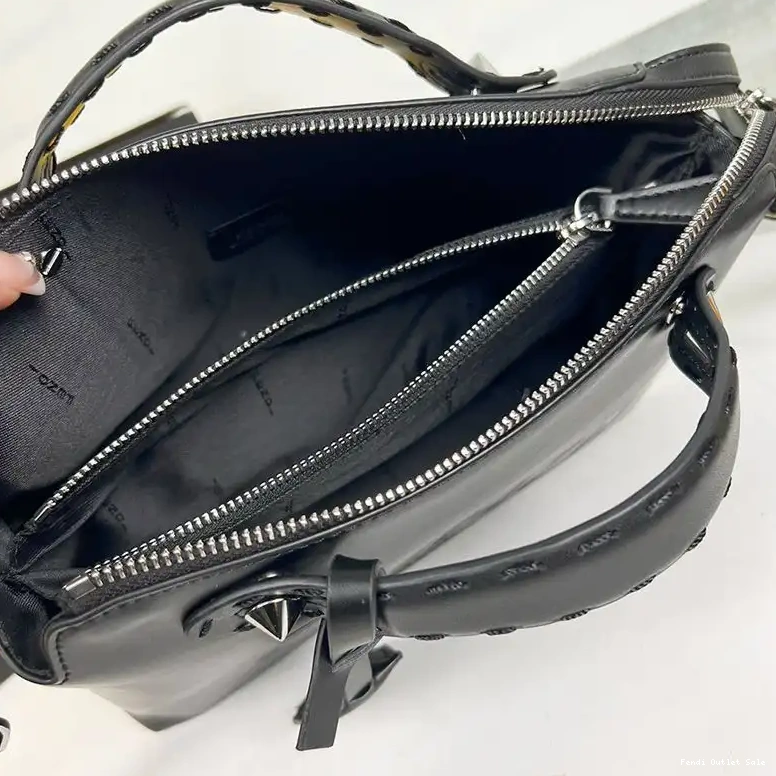 Cheap Logo Bag Calf In Medium Black ROMA The Boston Leather By Fendi Way 0531